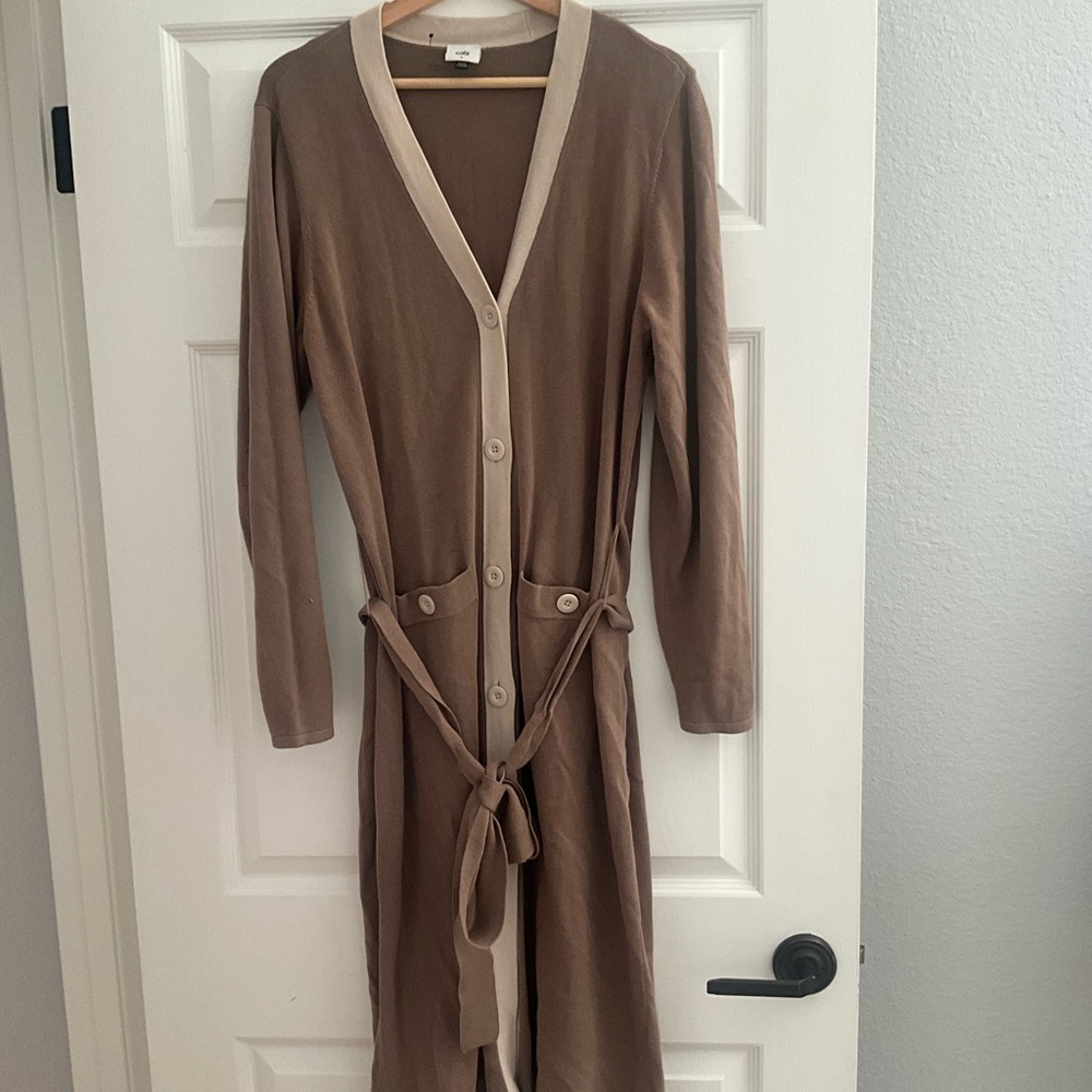 CAbi Brown and Cream Knit Cardigan